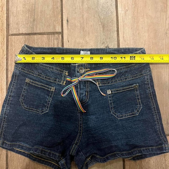vintage route 66 denim shorts with a rainbow drawstring - Picture 3 of 5